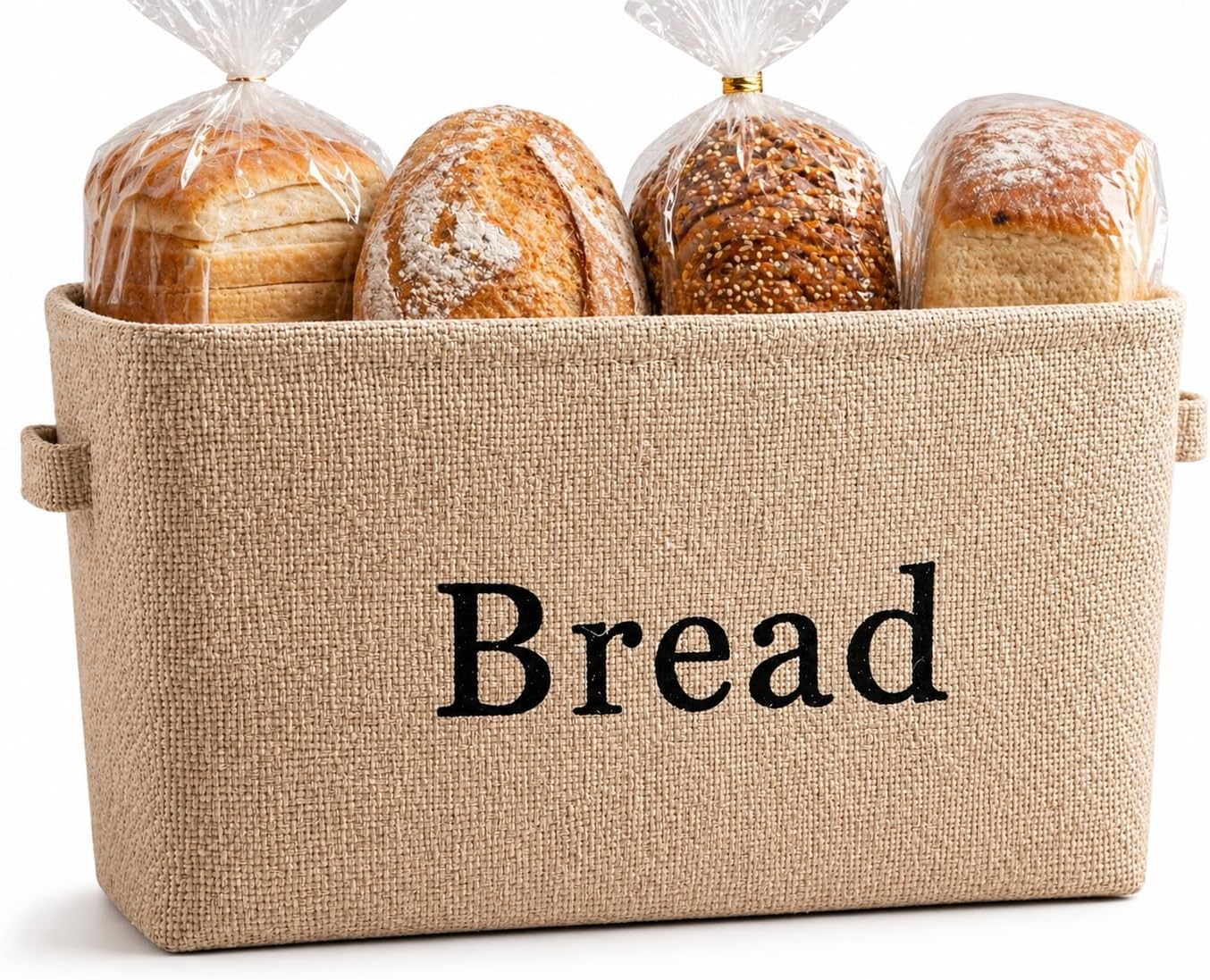 Bread Storage Bin- Burlap basket for keeping Bread, Rolls and other items for Kitchen Counter or Pantry