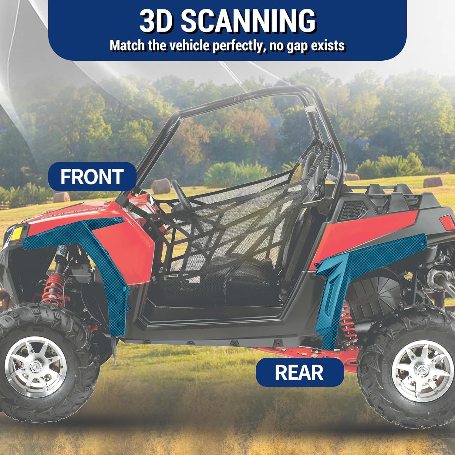 Front & Rear Fender Flares Kit Compatible with 2014-2024 Polaris RZR 900/ S 900/900 EPS/Trail 900/ Trail Mud Flaps Mud Guards Extensions Accessories Replacement for 2879434 (4PCS)