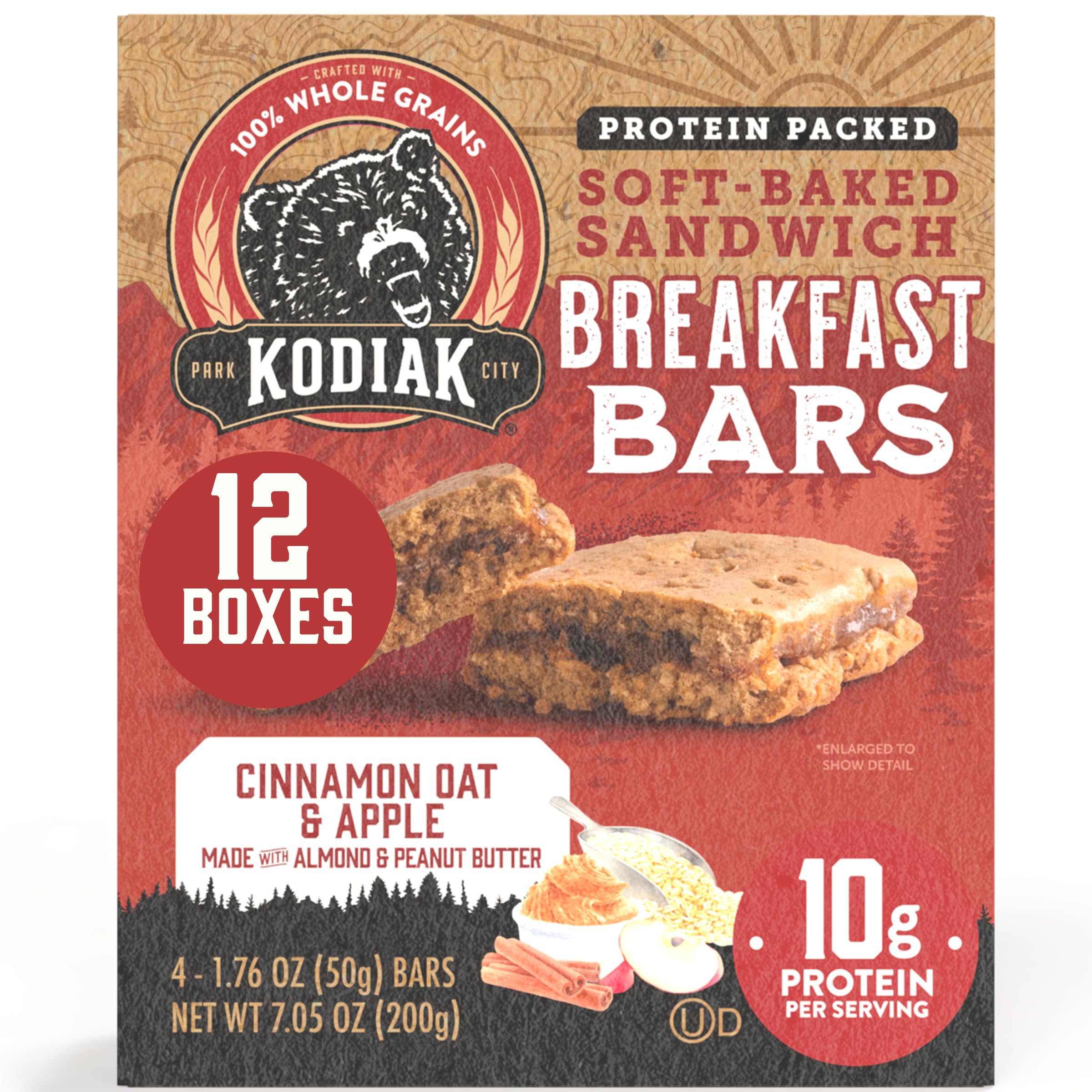 Soft Baked Sandwich Breakfast Bar by Kodiak Cakes – 4 Count (Pack of 12), Pack of 12