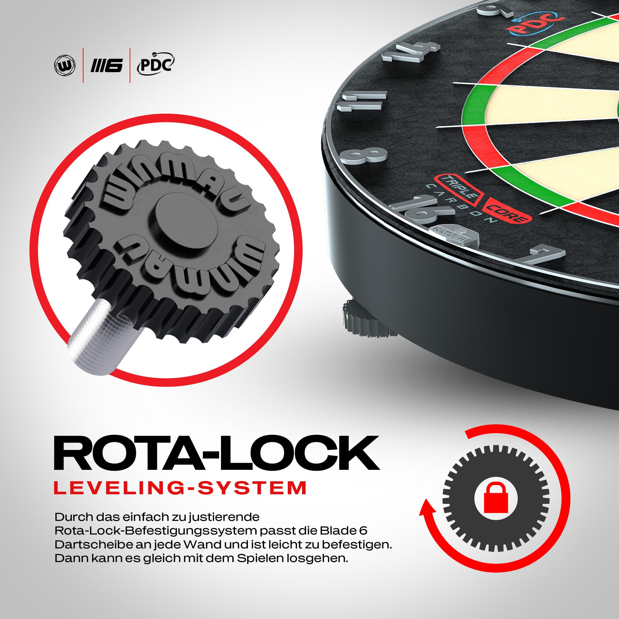 WINMAU Blade 6 Triple Core Carbon Dartscheibe Steeldart Profi Dartboard – Offizielle Turnierspezifikationen, von der PDC empfohlen