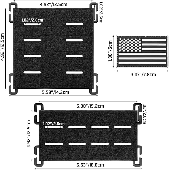 2 Pack Molle Patch Display Holder, Molle Hook & Loop Tactical Pad Panel