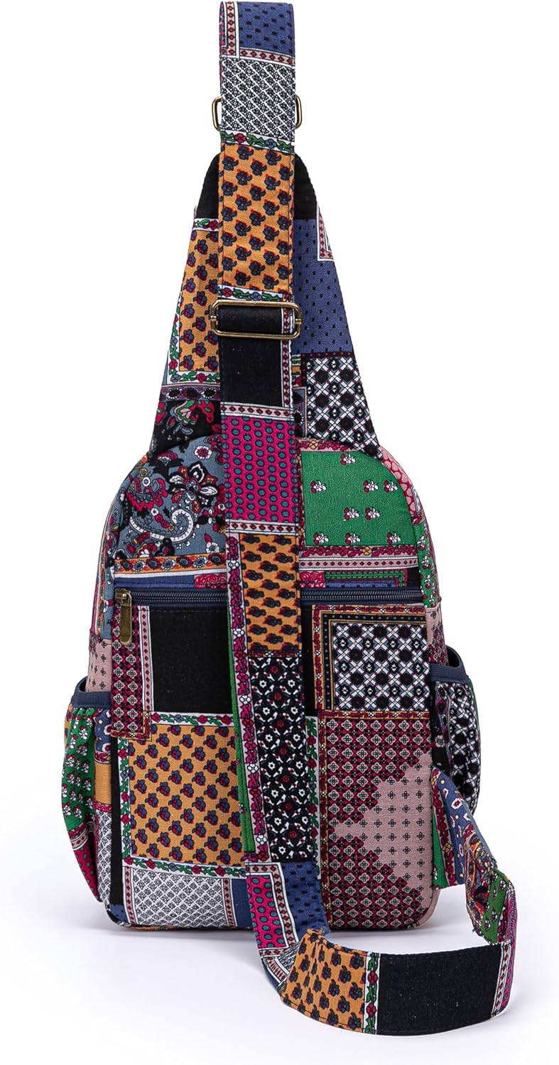 Coton Pose Women sling bag Elephant canvas large boho backpacks bohemian Crossbody Bag (blue) - Image 5