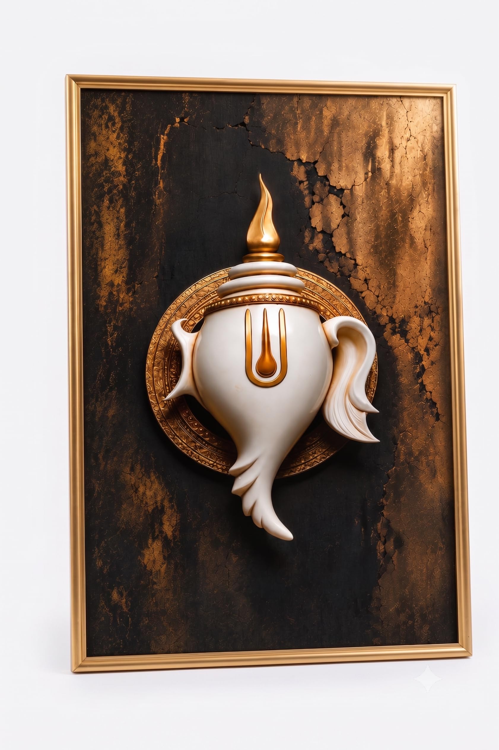 Cosmic Shree Ganpati Wall Art Frame | Lord Ganesha Conch Shell Design | Premium Spiritual Wall Decor | Hindu Religious Artwork for Home, Office & Temple | Ready to Hang-image-28