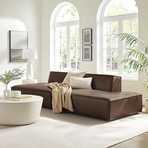 Modway Restore Faux Leather 2-Piece Modular Loveseat in Espresso –