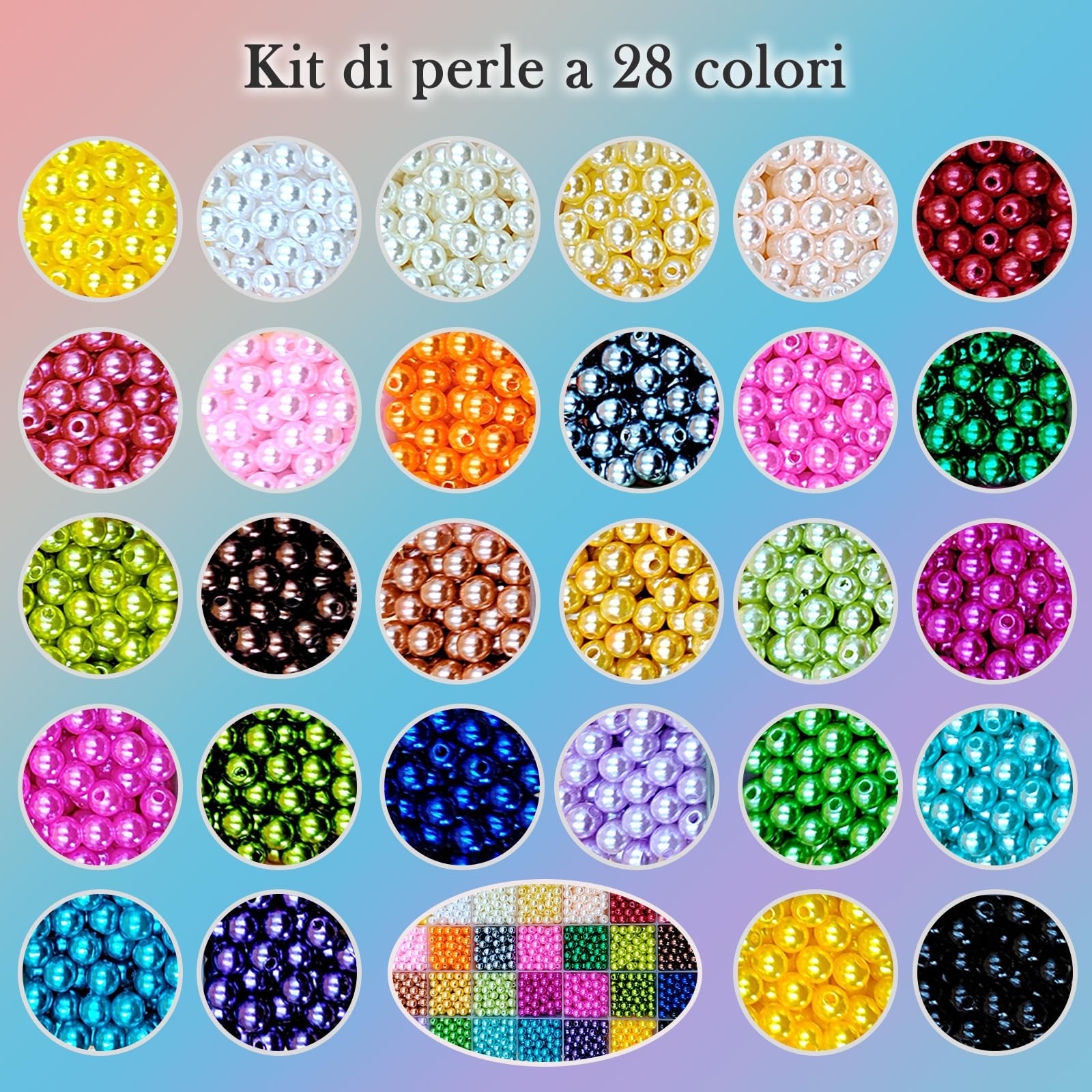 Hapeper 1000 Perle Di Plastica 6 Mm – Perle Artificiali Lucide Per Creazione Gioielli Fai Da Te – Colore Beige - 5