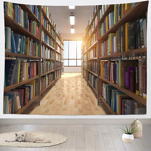 Miniatura 2 de BELECO Librería Librería Tapiz Librería Libros Arte Decoración de Pared Librería Tapiz colgante en Pared Sala de Estudio Libros Tapiz para
