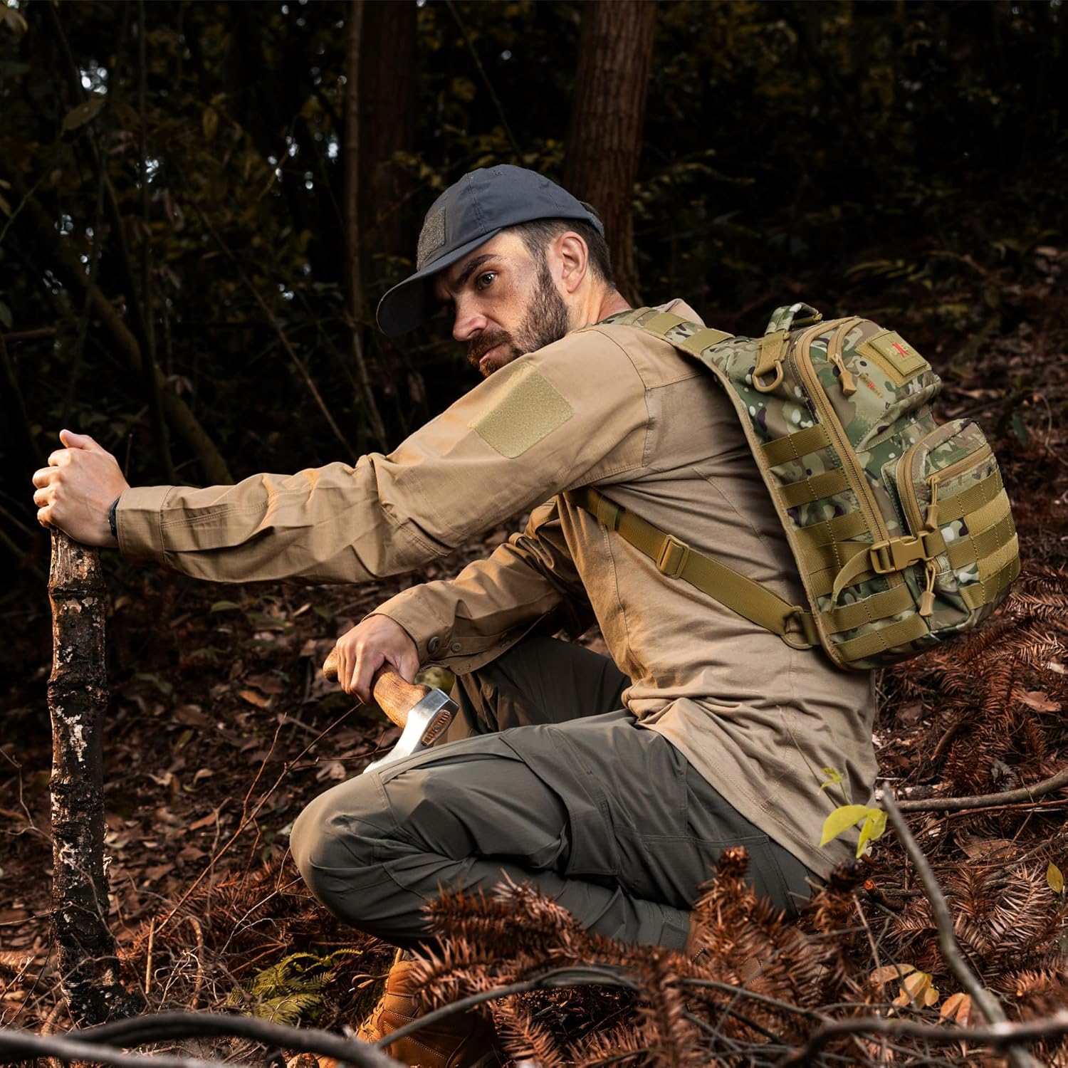 15L Tactical Sling Bag – Hidden Back Pocket, 1050D, MOLLE, Fits 12" Laptop for Everyday Carry & Day Trips (Camo) - Image 2