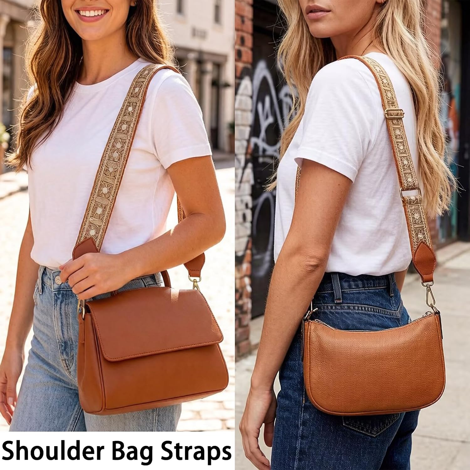 Purse Strap Replacement Crossbody Wide Shoulder Strap Adjustable Striking Straps Handbag Belt（2” Width image 2