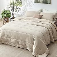 Vista 34 de Bedsure, juego de edredón tamaño king - Ropa de cama suave color taupe para todas las estaciones, juego de cama teñido catiónico, 3 piezas, 1