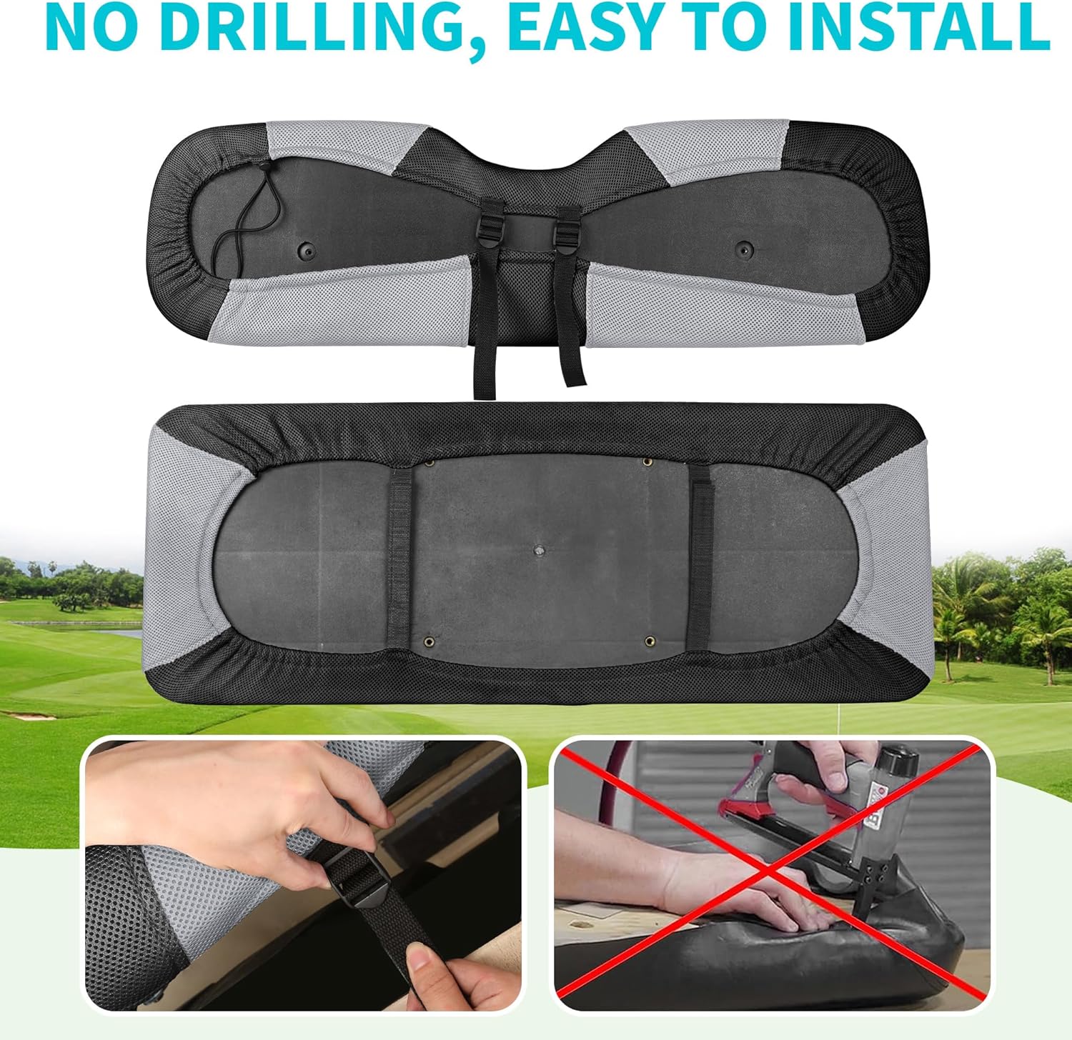 10L0L Universal Golf Cart Rear Seat Cover Dress UP Older Golf Cart Durable Breathable Material Fit Like a Glove for Yamaha EZGO and Club Car, Easy to Install