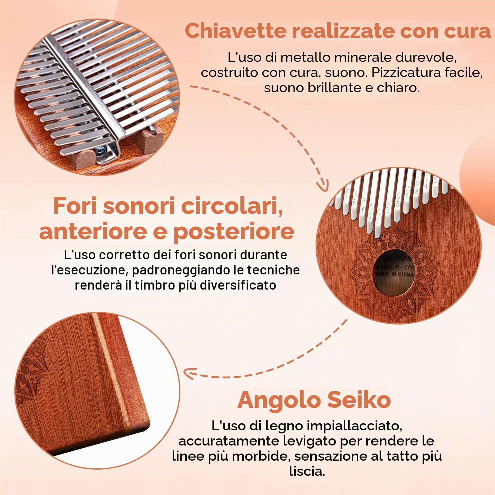 Kalimba 17 chiavi: Mini Kalimba portatile - Piano a pollice - Strumento musicale professionale con pacchetto di apprendimento per bambini e adulti