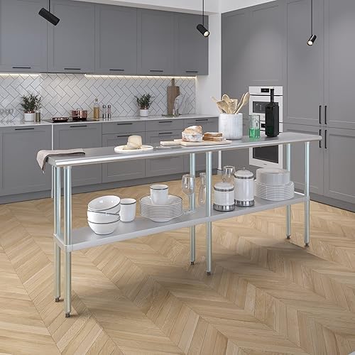 Vista 255 de AmGood Mesa de trabajo de acero inoxidable de 18 pulgadas x 36 pulgadas Mesa de preparación de alimentos de cocina de metal NSF