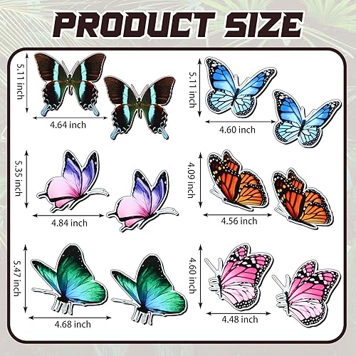 Vista 4 de Yinder 12 calcomanías magnéticas de mariposa para automóvil, diseño vintage, extraíbles para nevera, lindas calcomanías magnéticas para oficina