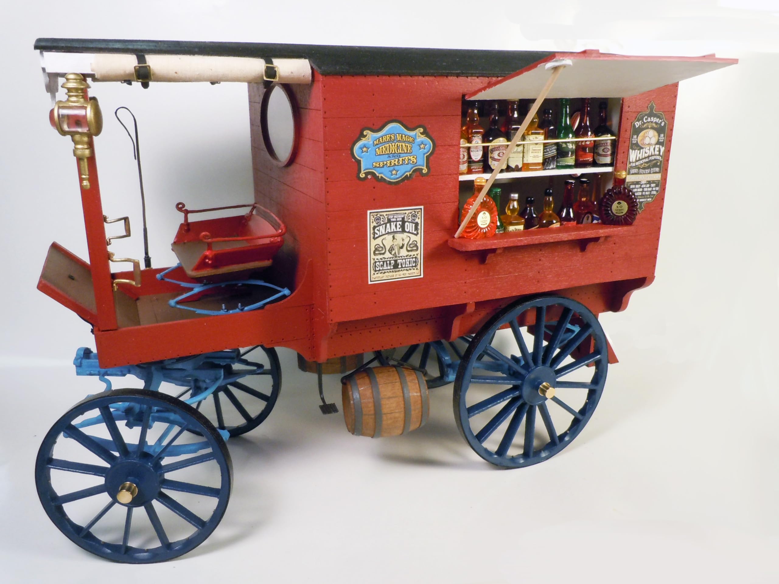 Model Trailways Old West Medicine Wagon 1:12 Scale - Length 13" Wood and Metal kit to Assemble for Adults DIY