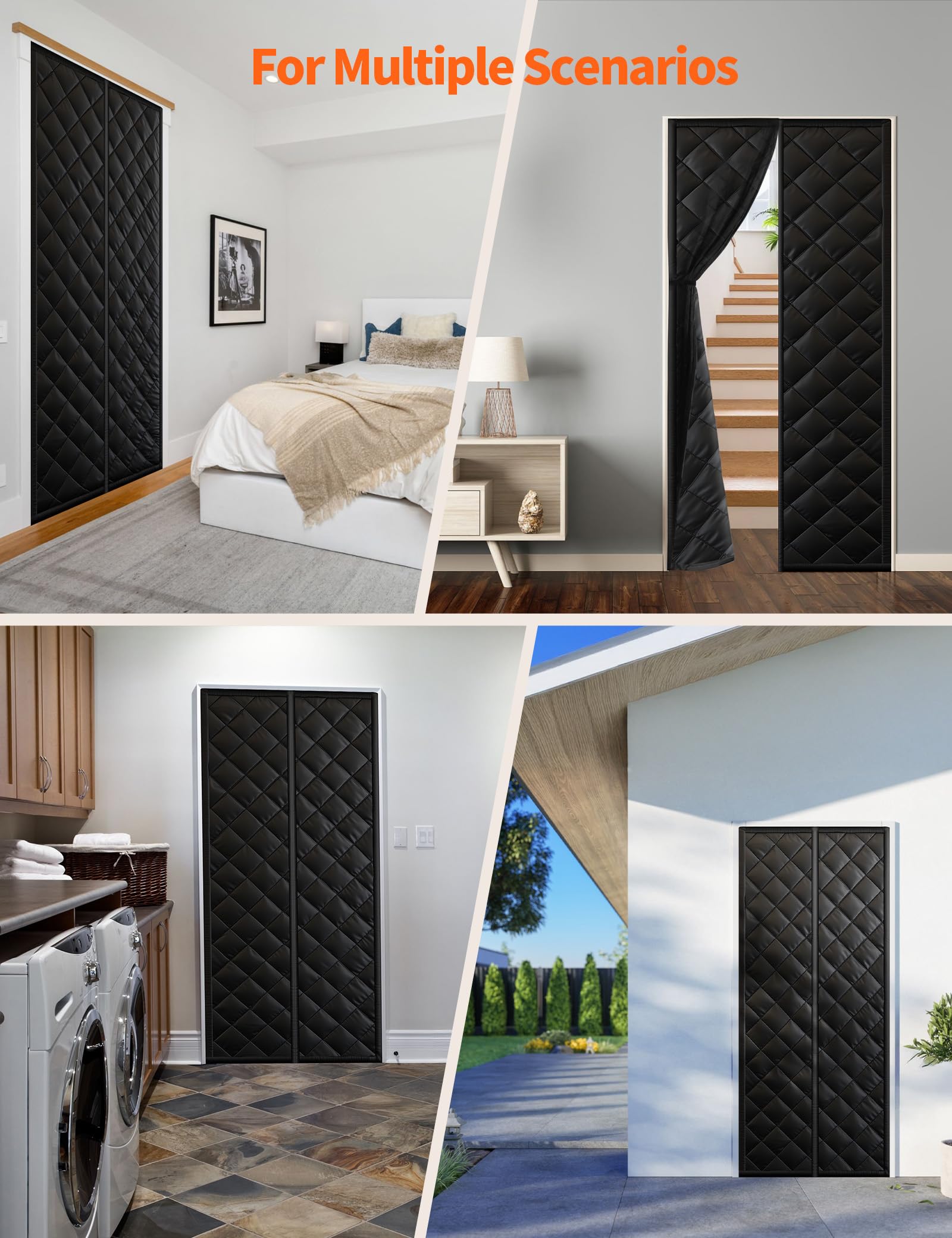 Tenda termica magnetica per porte da 91,4 x 208,3 cm, copertura per porta in tessuto Oxford resistente per isolamento termico, coperta con chiusura magnetica per tenere al caldo in inverno fresco in
