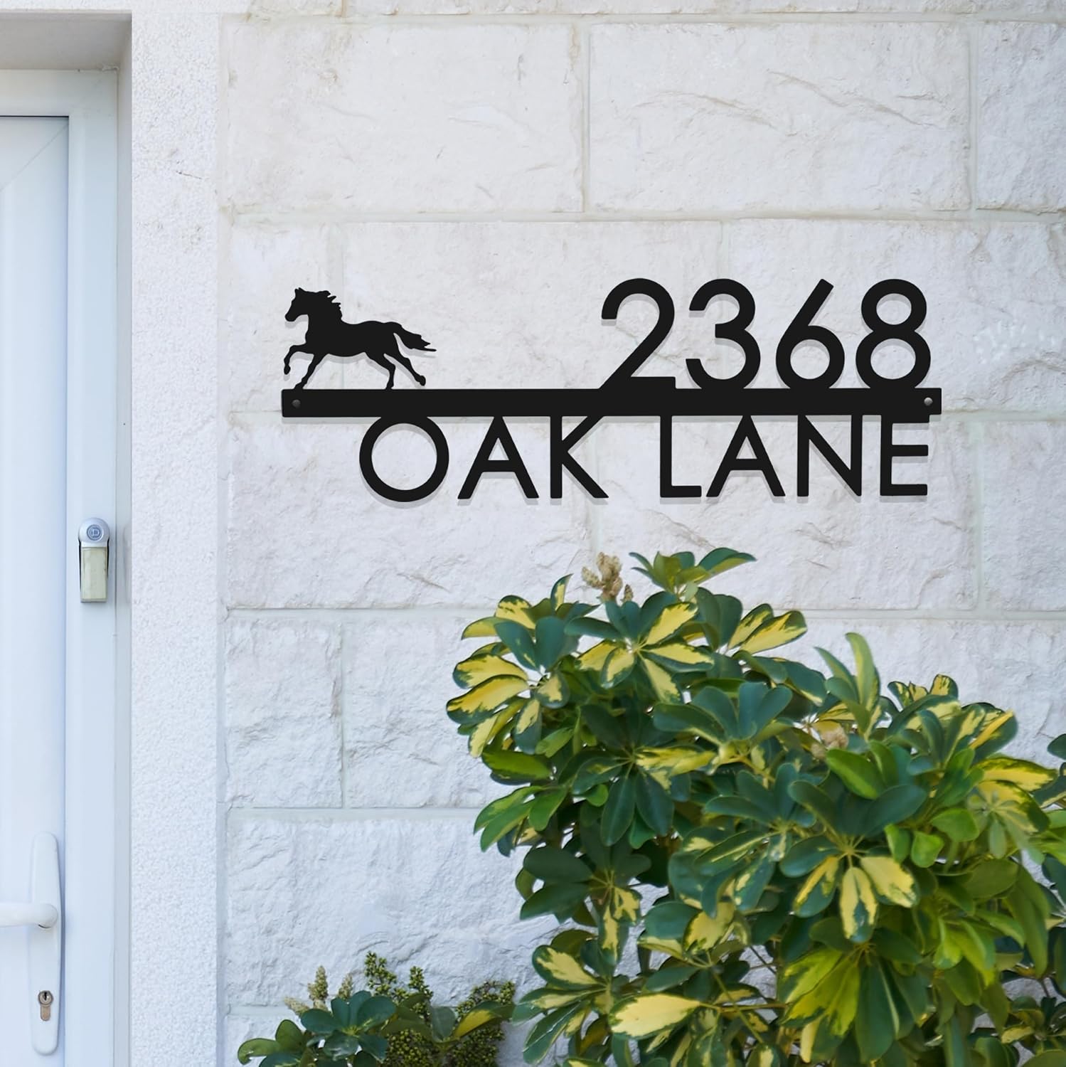 Modern Outdoor House Numbers (18 Inch) - Horse Themed Customizable Handing Address Plaques House and Home Number Signs