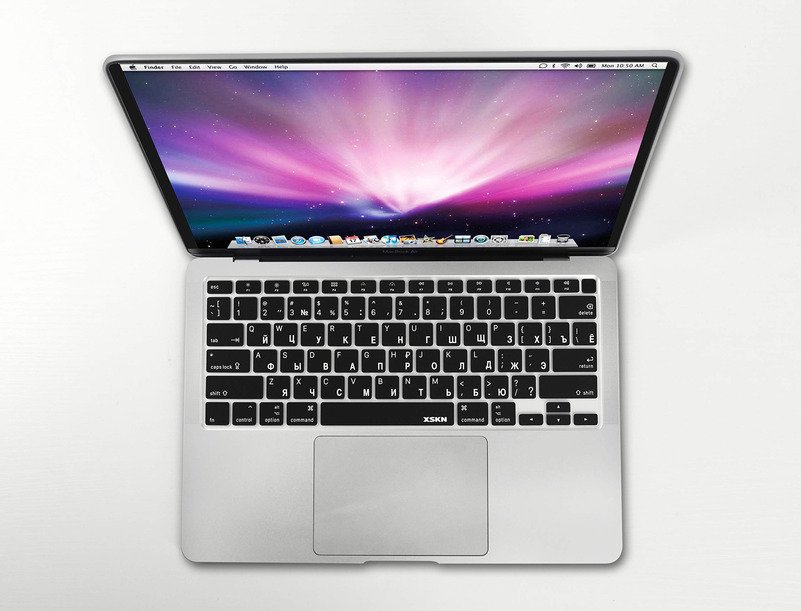 XSKN Russian/English Language Black US Version Silicone Keyboard Cover Skin Compatible with 2020 New MacBook Air 13.3 inch A2179 A2337 with Touch ID Retina Display Keyboard