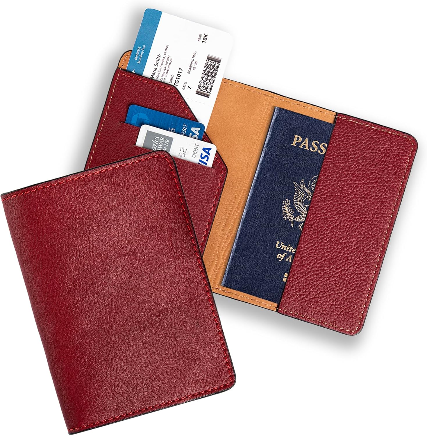 PEGAI Passport Holder for Travel | Passport Case, Personalized Full-Grain Handmade Leather Passport Wallet | Travel Essentials for Women, Passport Cover for Men, Family | Diplomat (Burgundy)