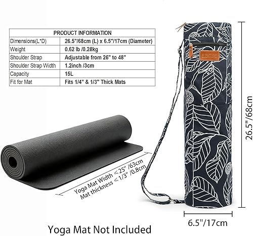 Miniatura 3 de Bolsa para esterilla de yoga para mujeres y hombres, bolsa de viaje para yoga y gimnasio para ejercicio de 14 pulgadas y 13 pulgadas de grosor,