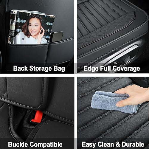 Miniatura 2 de Fundas de asiento de cuero para automóviles, solo fundas de asiento delantero, fundas de asiento automotrices para camiones, SUV, cuero sintético,