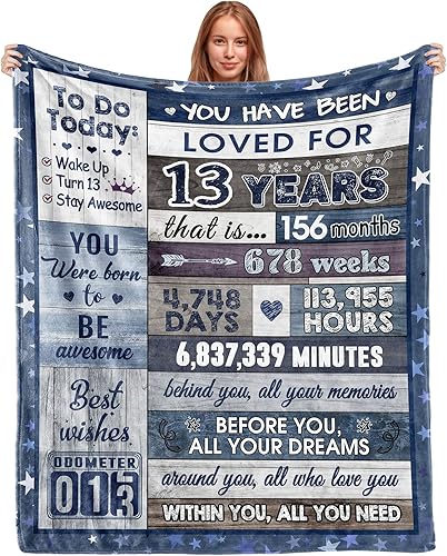 Yantar Ptor Regalos de cumpleaños de 13 años para niños, ideas de regalo para niños de 13 años, manta de cumpleaños 13 para niños y niñas, los