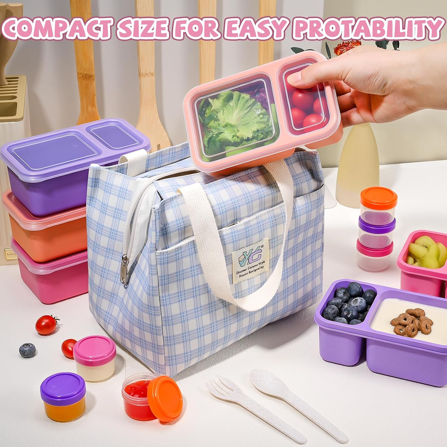 6 Pack Snackle Box Container for Meal Prep, 2 Compartment Small Reusable Lunchable Toddlers Snack Pack Box Containers with Lids for Kids Adults Leakproof (6 PCS) image 4