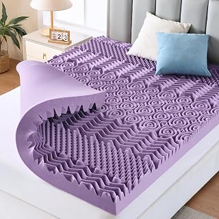 MUXHOMO 2 Inch 7-Zone Twin XL Mattress Topper, Egg Crate Memory Foam Mattress Topper Twin XL Size for Back Pain, Lavender Gel Infused Bed Pad, CertiPUR-US and Oeko-TEX Certification (79"×38")