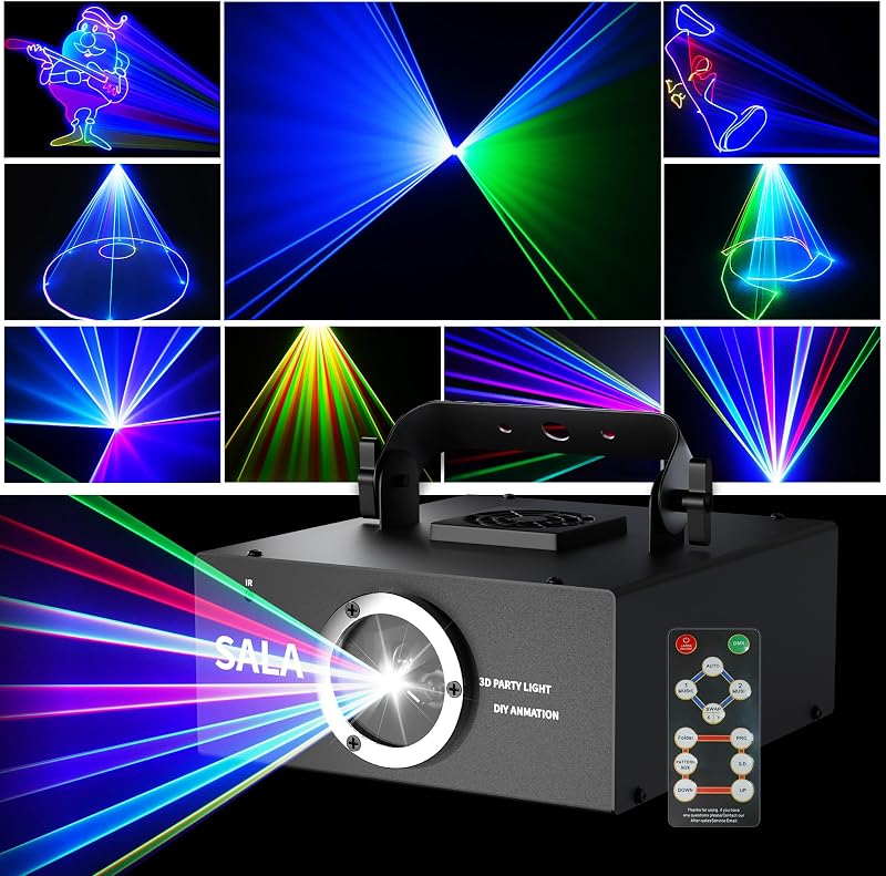 SALA DJ Disco Fény Távirányítóval, 3D RGB Animációs Party Világítás DMX512, Beltéri Szórakozóhely Karaoke Születésnap Rendezvény