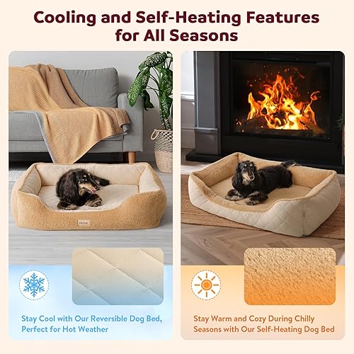 Miniatura 4 de Cama ortopédica refrescante para perros grandes, comodidad de espuma viscoelástica para perros grandes. Sofá grande para mascotas con almohada,