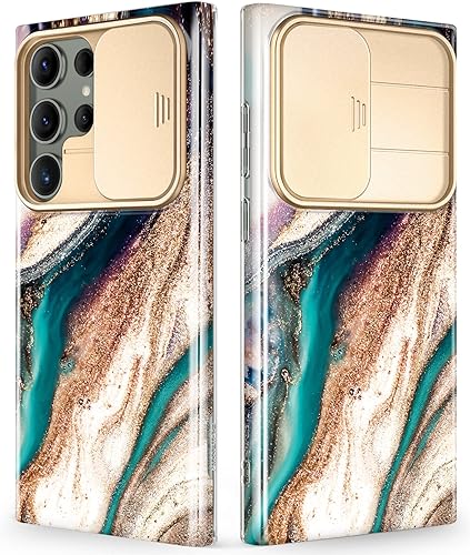 GVIEWIN Funda compatible con Samsung Galaxy S23 Ultra con funda deslizante para cámara, protección contra caídas de grado militar Funda protectora