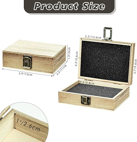 Miniatura 2 de Caja de almacenamiento de madera vintage, 5.91 x 4.33 x 1.97 pulgadas, pequeña caja de madera con tapa con bisagras para pasatiempos de arte, caja