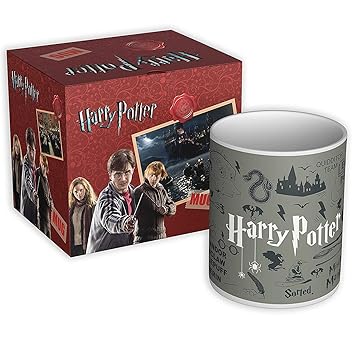 Epic Stuff - Harry Potter Grey Infographic Coffee Mug 350ml (with Coaster) - Officially Licensed by Warner bros, USA