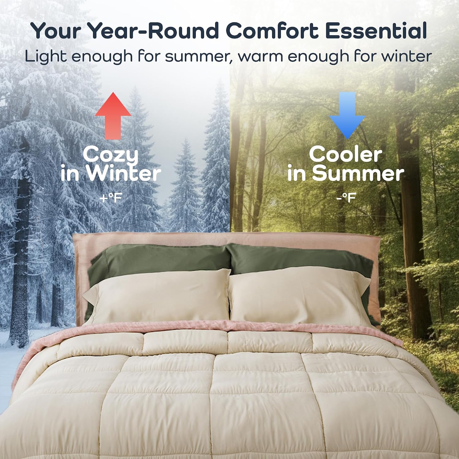 Olive + Crate Bamboo Comforter - Queen Size Duvet Insert, 88"x90"