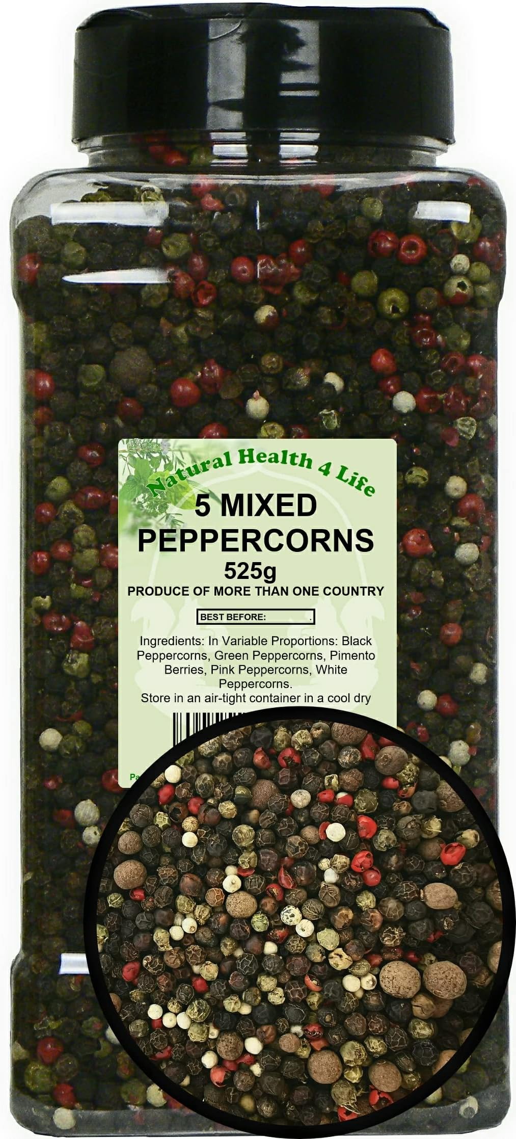 5 Peppercorn Mix 550g in Shaker Jar