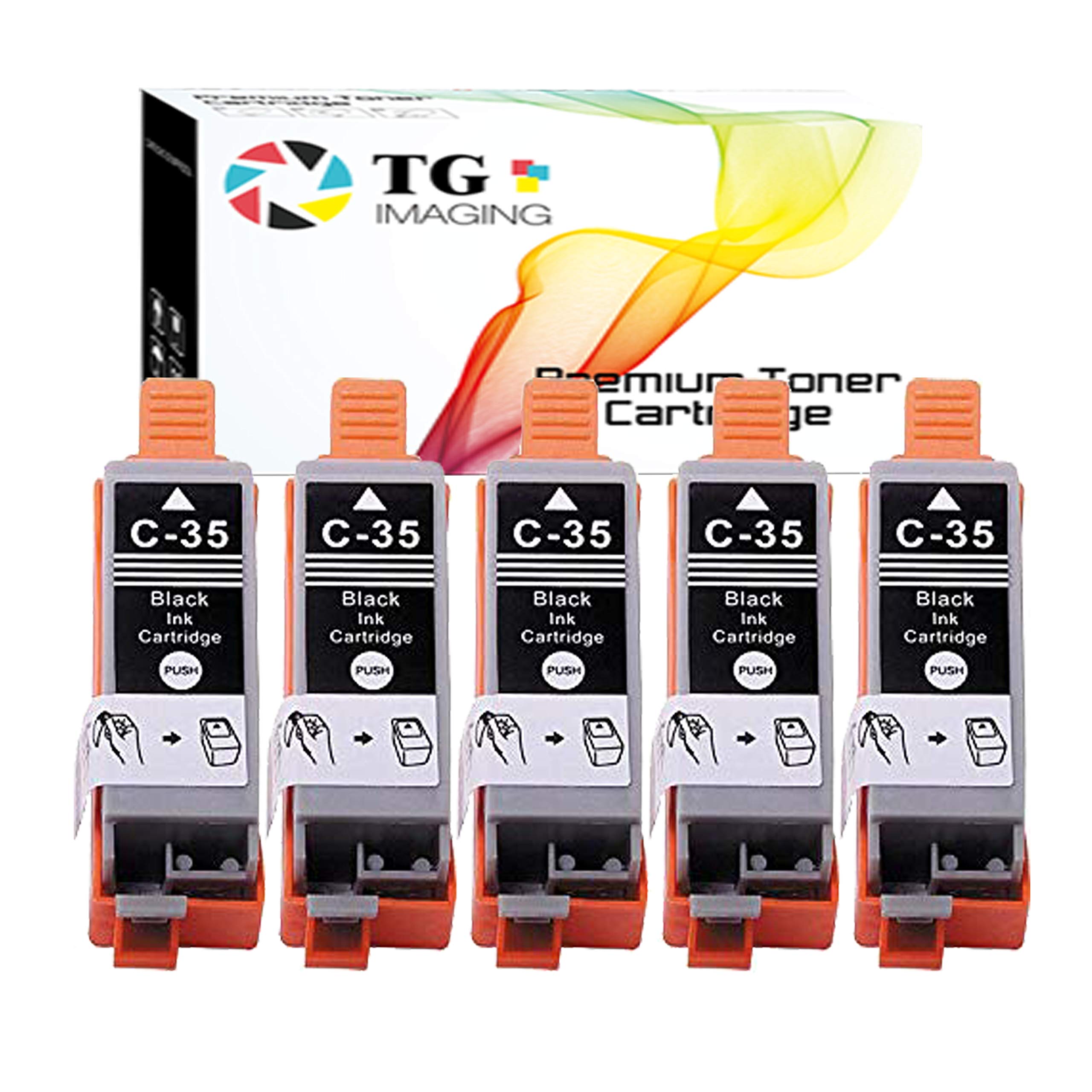 TG Imaging Compatible PGI35 Ink Cartridge Replacement for Canon PGI-35 Ink PGI 35 for PIXMA IP100B IP100 IP110 Printer (Black, 5 Pack)