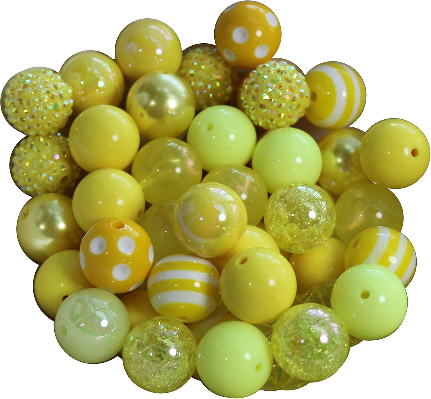 20mm Bulk Mix of 52 Yellow Chunky Bubblegum Beads 11 Styles Acrylic Gumball Beads Lot