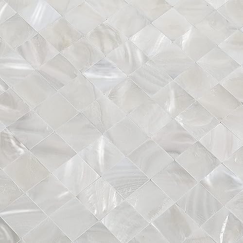 Miniatura 7 de Yew & Tulip - Azulejo de nácar para despegar y pegar, autoadhesivo natural sin costuras, 12 x 12 pulgadas, para cocina, decoración del hogar (blanco