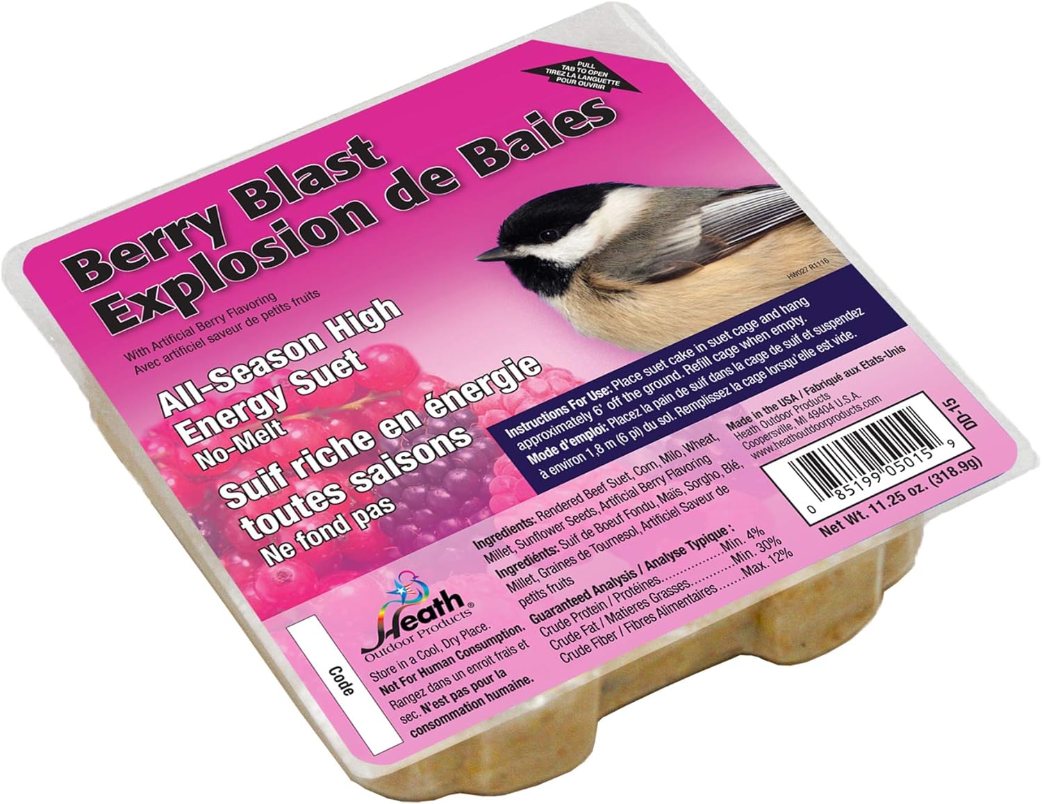 Heath Outdoor Products DD-15 Berry Blast Suet Cake, Case of 12, 0.75 lb : Everything Else