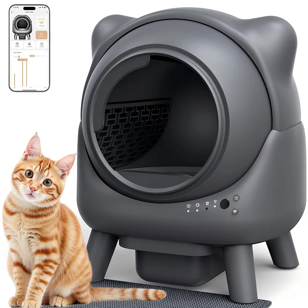 猫 自動トイレ  猫トイレ 大型 「大容量9L＆スマホ管理＆重量監視」自動清掃 Amazon | 猫 トイレ 自動 猫 自動トイレ 「体重モニター付き・大
