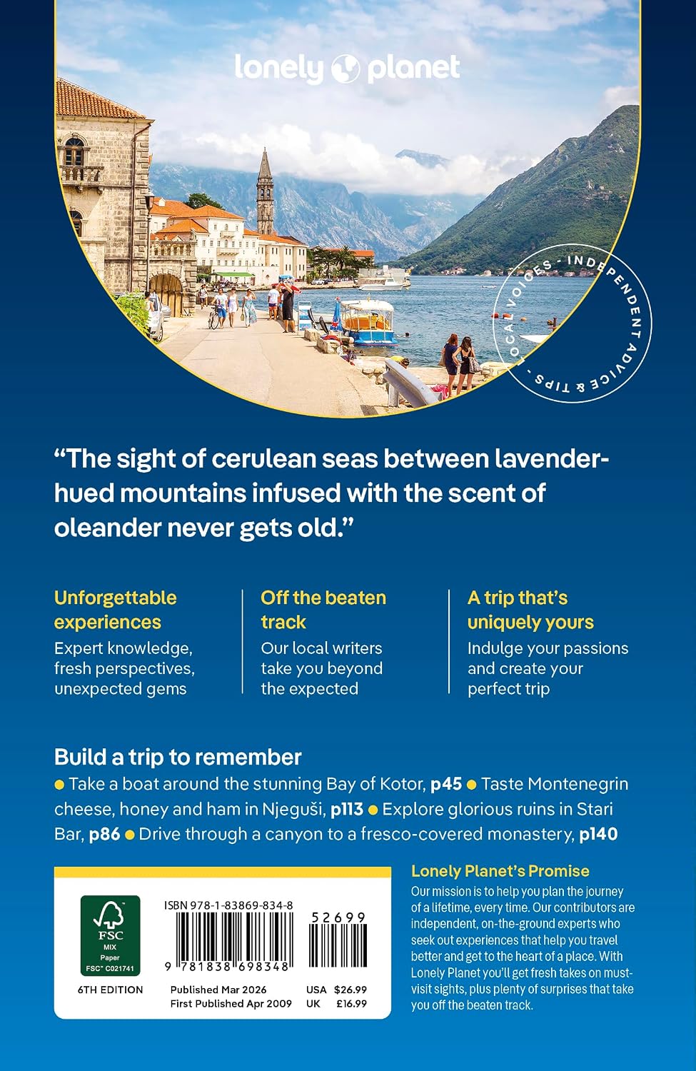 Lonely Planet Montenegro: Plan the Trip of a Lifetime | Detailed Itineraries & Maps | Insider Tips | Covers Bay of Kotor, Adriatic Coast, Central Montenegro and more (Travel Guide)
