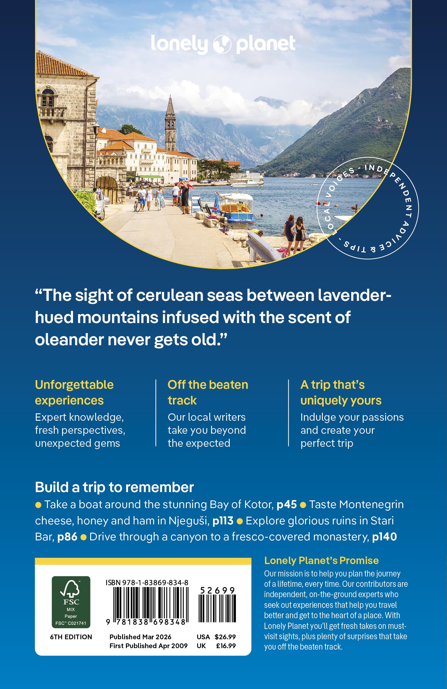 Lonely Planet Montenegro: Plan the Trip of a Lifetime | Detailed Itineraries & Maps | Insider Tips | Covers Bay of Kotor, Adriatic Coast, Central Montenegro and more (Travel Guide)
