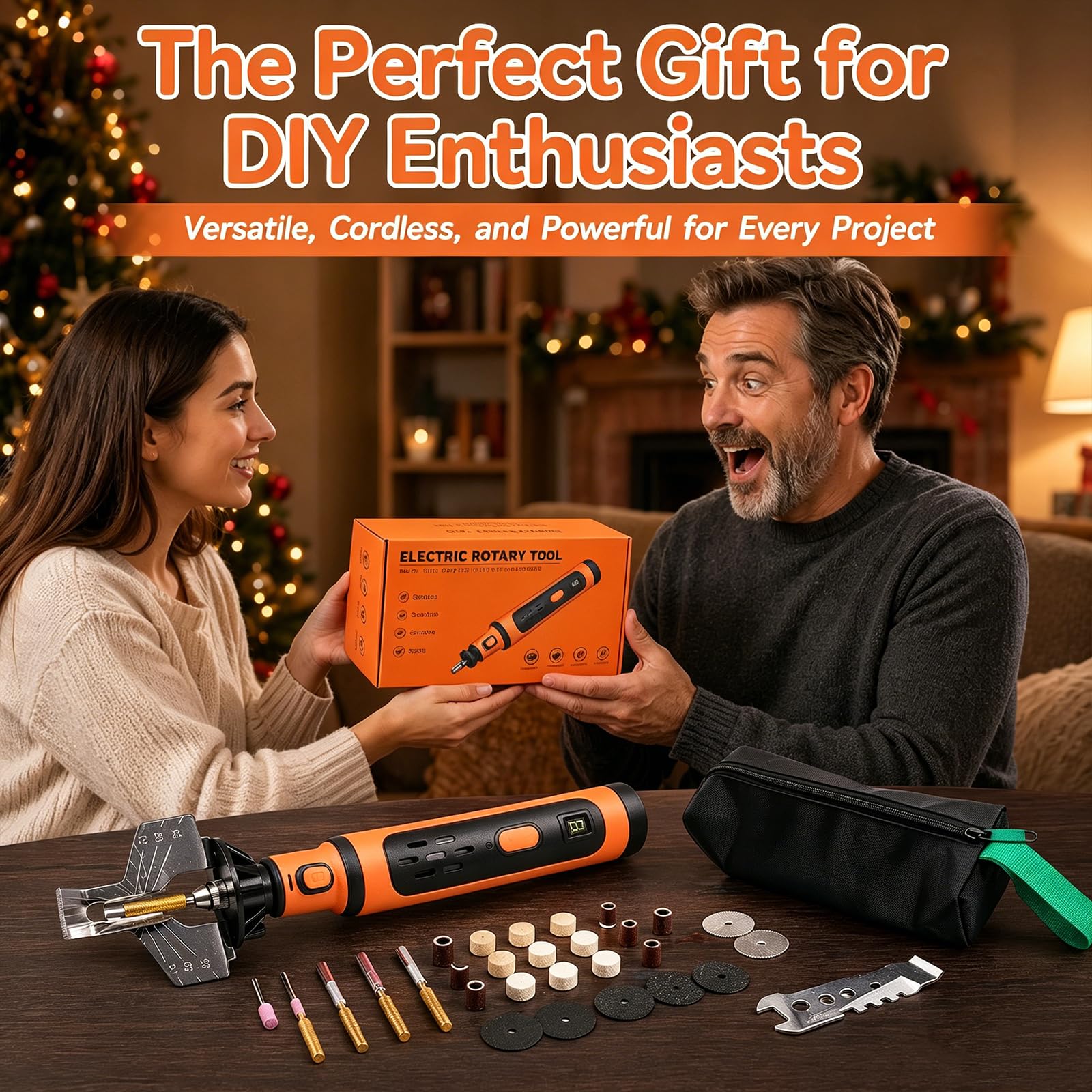 STKR Sharpene - Kit per affilare motosega elettrica con 7 punte diamantate rivestite in titanio, chiave inglese ed eBook, borsa per la conservazione e guanti di sicurezza, ottima idea regalo