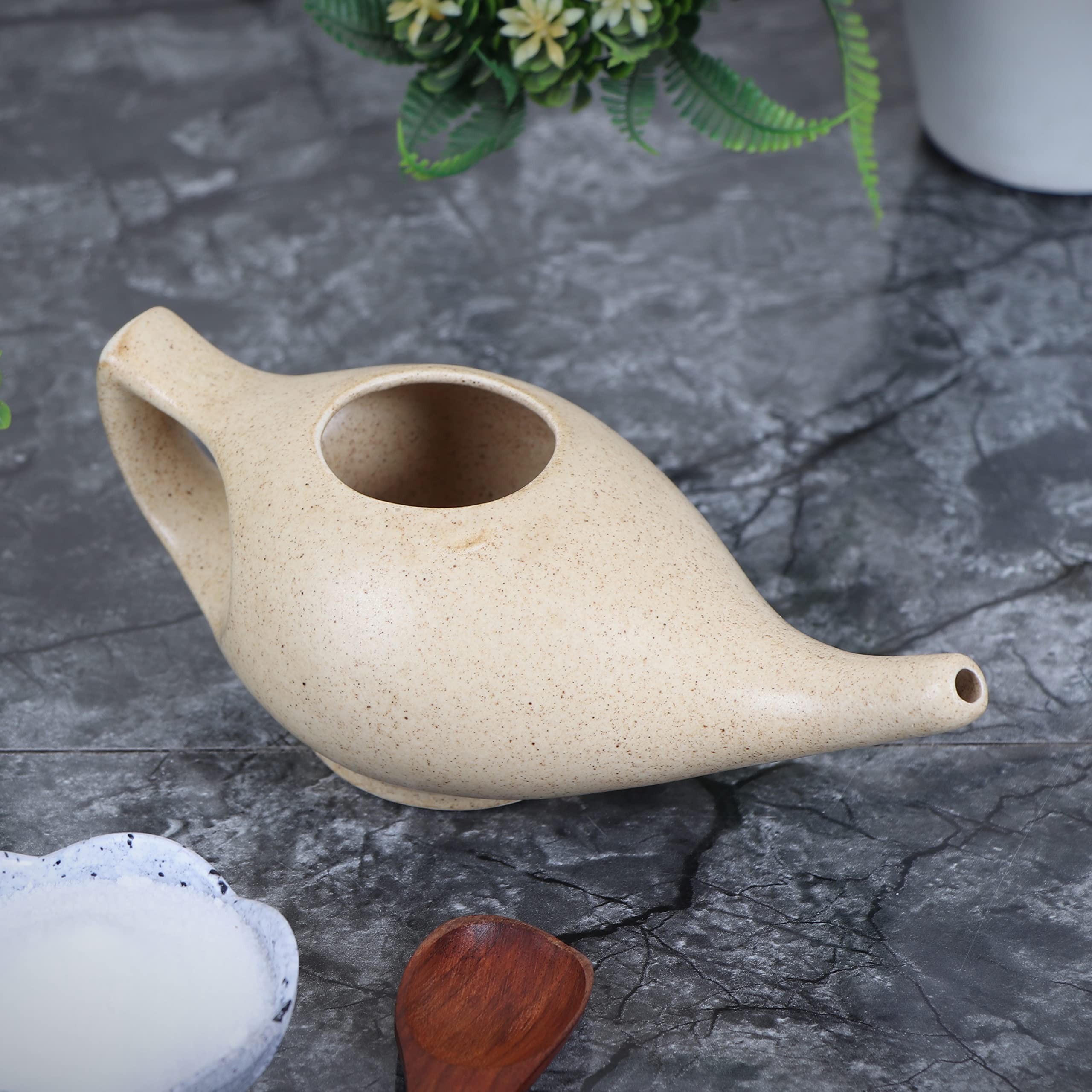 Leak Proof Durable Porcelain Ceramic Neti Pot 220 ML for Natural Nasal Cleansing | Natural Treatment for Sinus, Infection and Congestion Microwave and Dishwasher Friendly (Brown Matt) 4