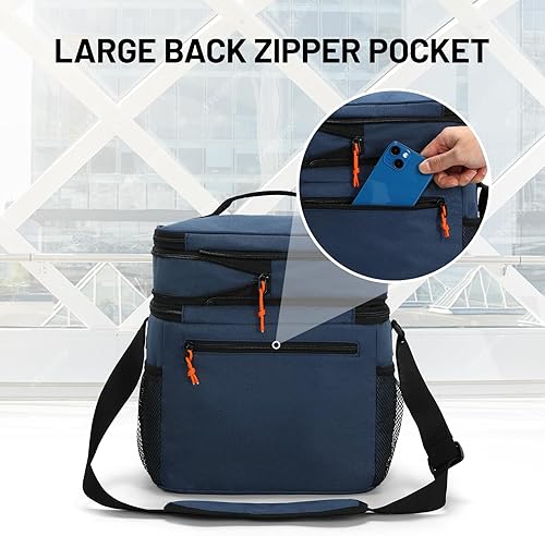 Miniatura 5 de MIER Lonchera para hombres con aislamiento expandible de doble compartimento, bolsa enfriadora a prueba de fugas con bolsillos delanteros y traseros