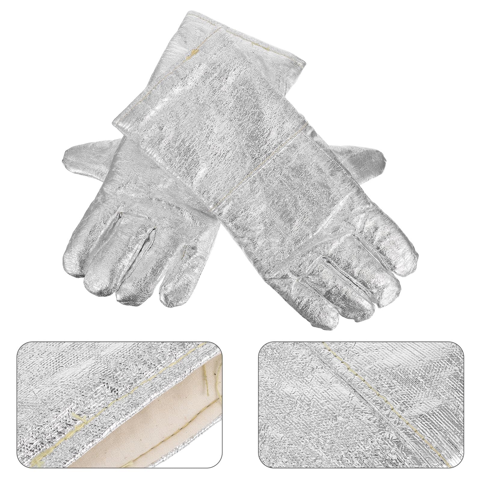 Hitzebeständige Aluminiumfolie Handschuhe Hitzeisolierte Schweiß Gießhandschuhe für Industrie Schmiede Ofenarbeit und Bbq Flexible Arbeitshandschuhe für Mechaniker und Arbeiter