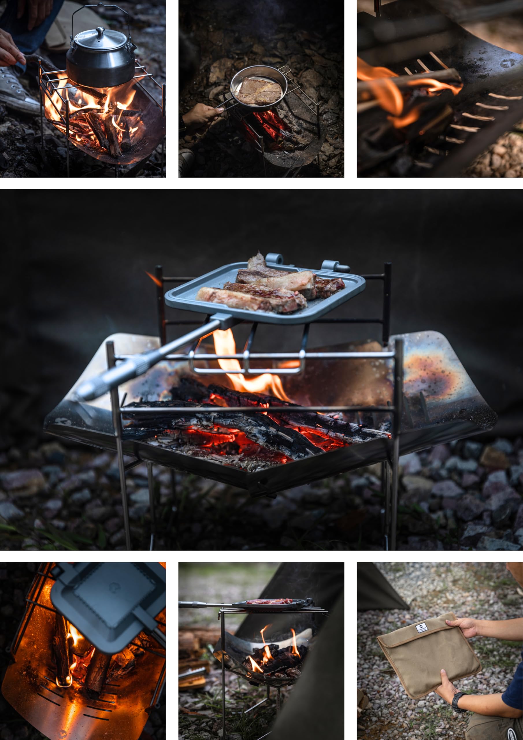 CAMPINGMOON Solo Grill A4 stojak na ognisko ze stali nierdzewnej SOLO-A4