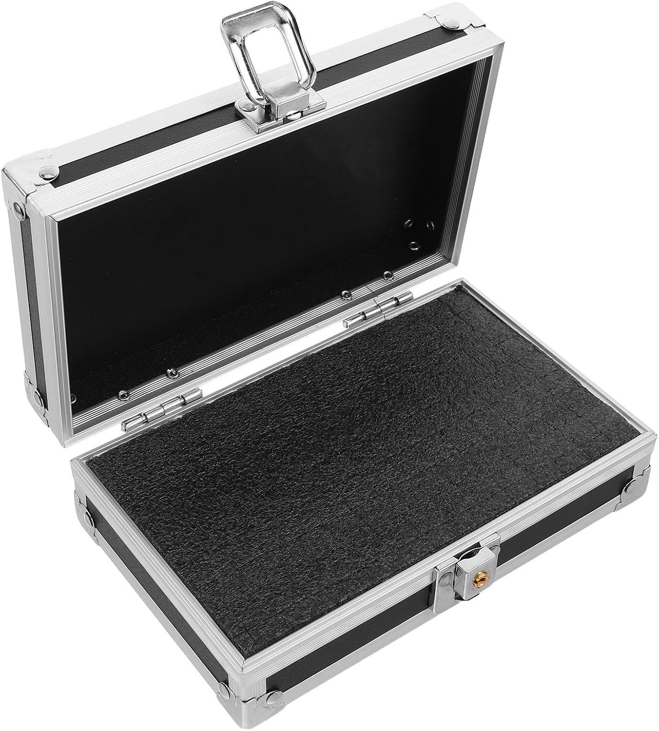 jojofuny Mini Aluminum Alloy Toolbox for Jewelry and Sensitive Instruments, Adjustable Internal Space and Dust Resistant, Sleek Dark Briefcase for Workshop and Office Desk Storage