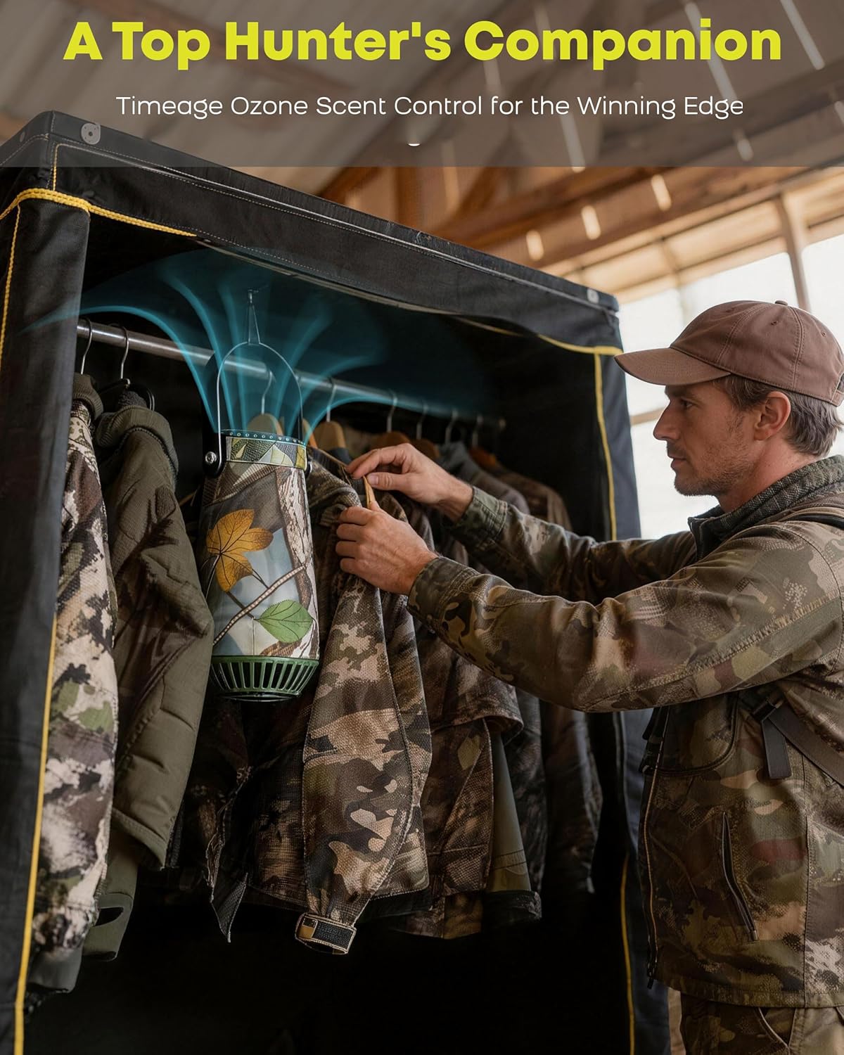 Scent Eliminator Ozone Generator for Hunting - Advanced Odor Control for Blinds, Stands - Includes Rechargeable Battery & Tree Mounting System
