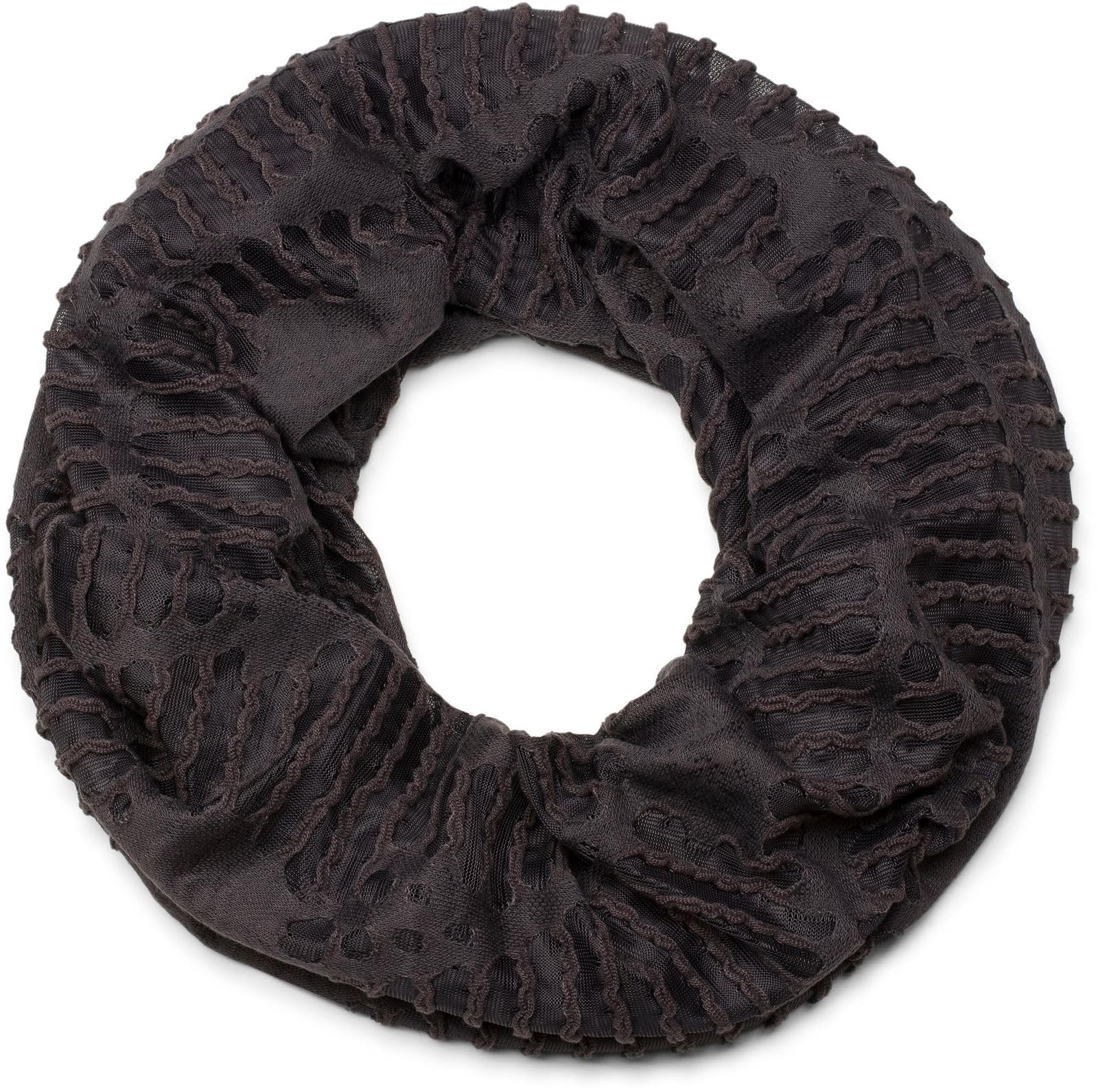 Stylebreaker Women's Anthracite-Black Loop Tube Scarf In Destroyed Vintage Used Look With Tears, Scarf, Shawl, Unisex 01016138, Colour: