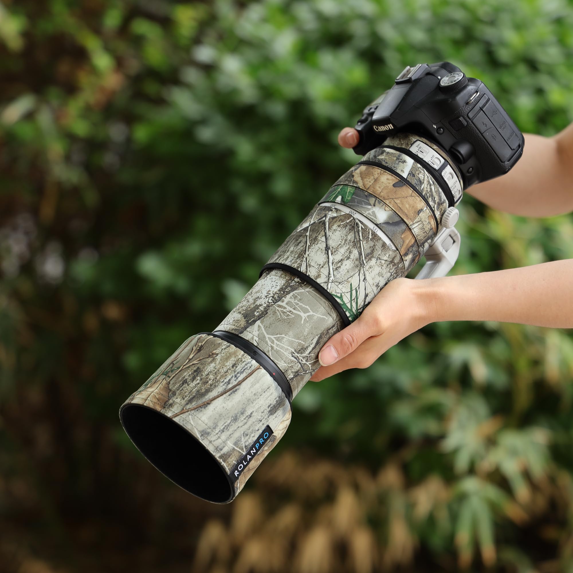 ROLANPRO wasserdichte Objektivabdeckung für Canon EF 100-400 mm f4.5-5.6 L is II USM Objektivschutzhülle, Regenschutzhülle, Kleidung, #27, Dschungel-Tarnmuster, wasserdicht